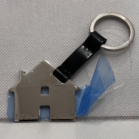 Furla HOUSE Key Ring Holder Stainless Steel & Leather - Picture 1 of 5